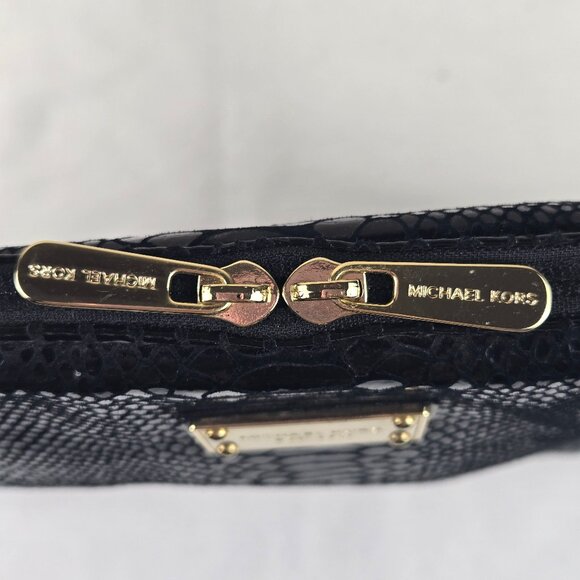 Michael Kors Black Patent Python Embossed Laptop Computer Case Double Zip Strap - Picture 11 of 14